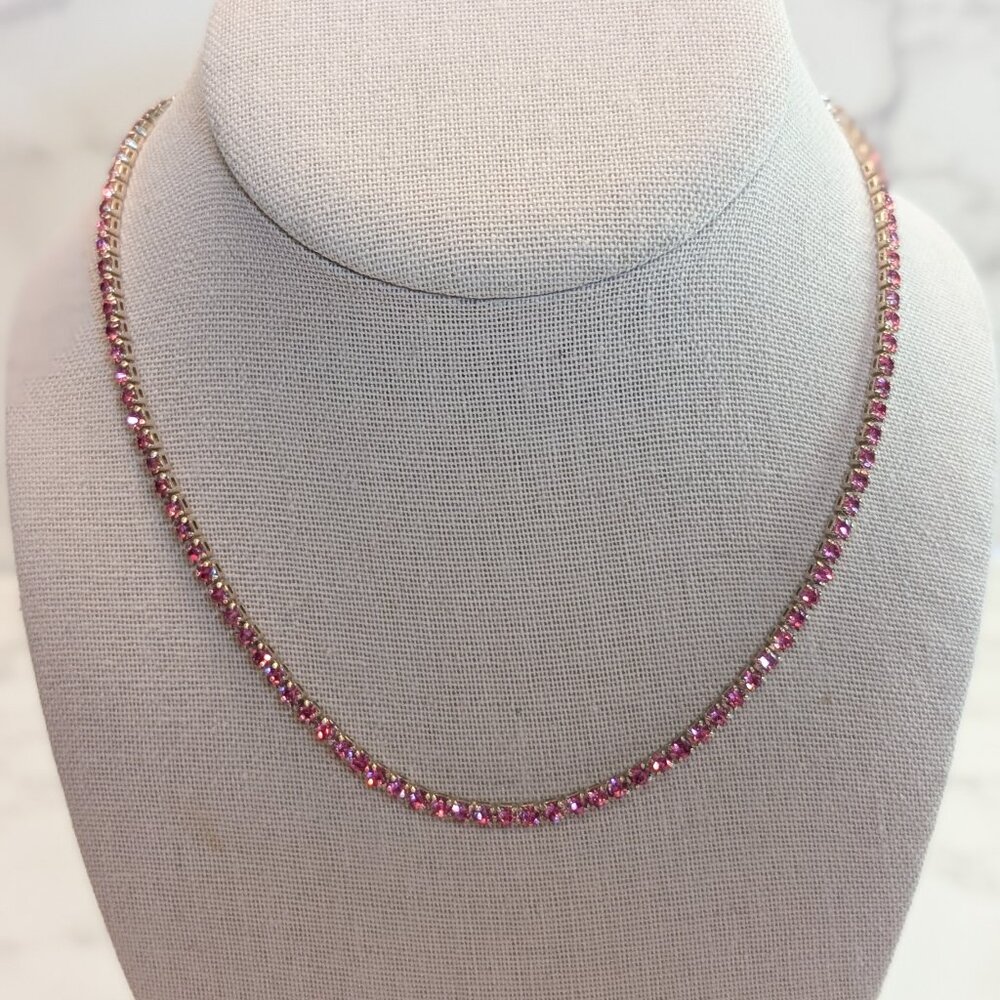 Pink Gemstone Tennis Necklace